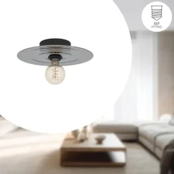 EGLO Lintmill Plafondlamp - Wandlamp - E27 - Ø 30 cm - Zwart/Grijs