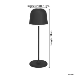 EGLO Mannera Tafellamp - 34 cm - Oplaadbaar (tot 38 uur licht)