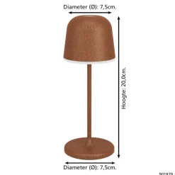 EGLO Mannera-S Tafellamp/Priklamp - USB-C - H 20 cm - Roestbruin