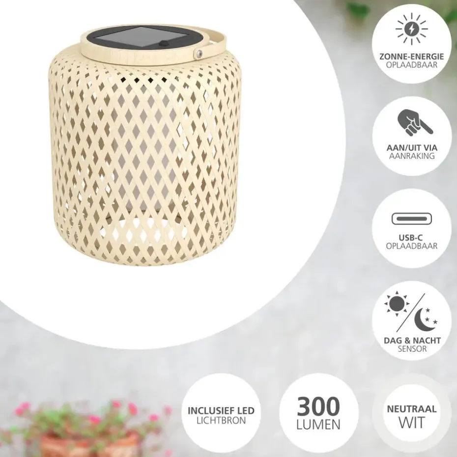 EGLO Marliano Solar Tafellamp - 24 cm - Bruin/Zwart/Wit