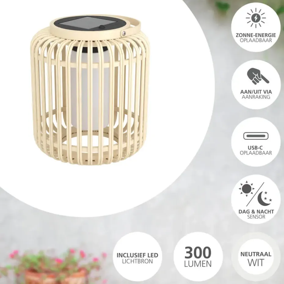 EGLO Marliano Solar Tafellamp - 24 cm - Bruin/Zwart/Wit