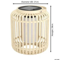 EGLO Marliano Solar Tafellamp - 24 cm - Bruin/Zwart/Wit