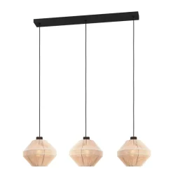EGLO Midsumer Hanglamp - 3 x E27 - 92 cm - Zwart/Crème - Textiel