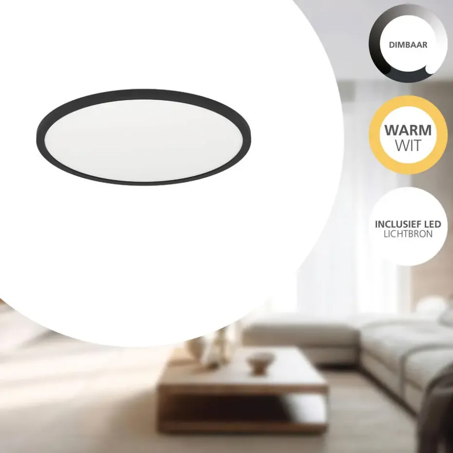 EGLO Minerario Plafonnière - LED - Kunststof - Zwart/Wit