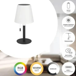 EGLO Montapalma Tafellamp buiten - LED - Zwart, Wit