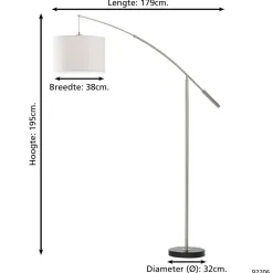 EGLO Nadina Vloerlamp - E27 - 195 cm - Grijs/Wit