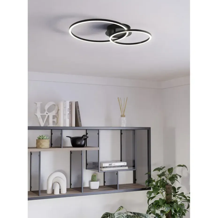 EGLO Palmaves 2 plafondlamp - LED - 55 cm - Rond - Zwart