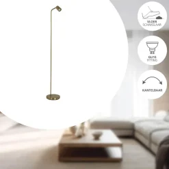 EGLO Rigomagno Vloerlamp - GU10 - H 151 cm - Staal - Goud