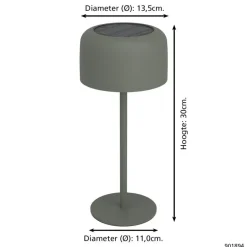 EGLO Roccanova Tafellamp - Solar - 30 cm - Groen - Oplaadbaar