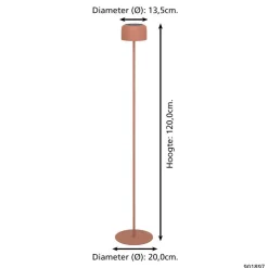 EGLO Roccanova-L Vloerlamp - Solar - 120 cm - Oranje - Oplaadbaar