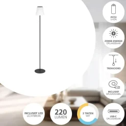 EGLO Scordiano-L Vloerlamp - Solar - 120 cm - Zwart