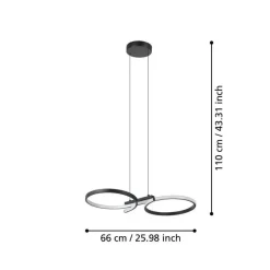 EGLO Serpins Hanglamp - LED - 66 cm - Zwart/Wit