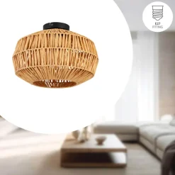 EGLO Sheldon Plafondlamp - E27 - Ø 38 cm - Bruin/Zwart - Papier