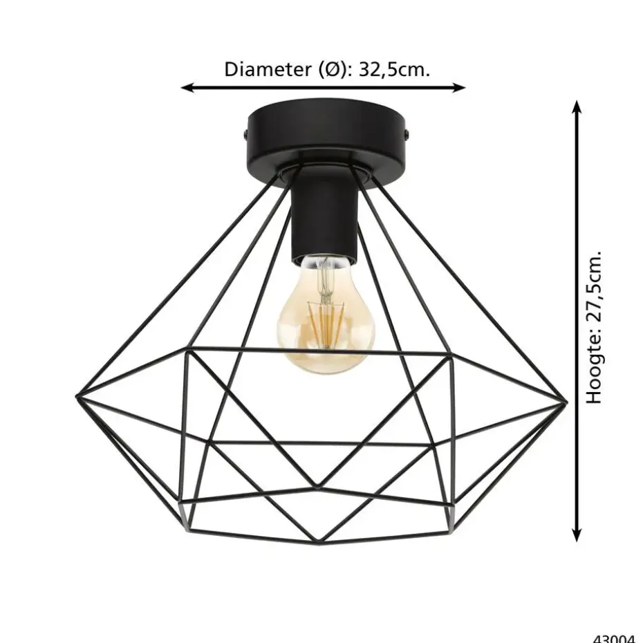 EGLO Tarbes Plafondlamp - E27 - Ø 32,5 cm - Zwart