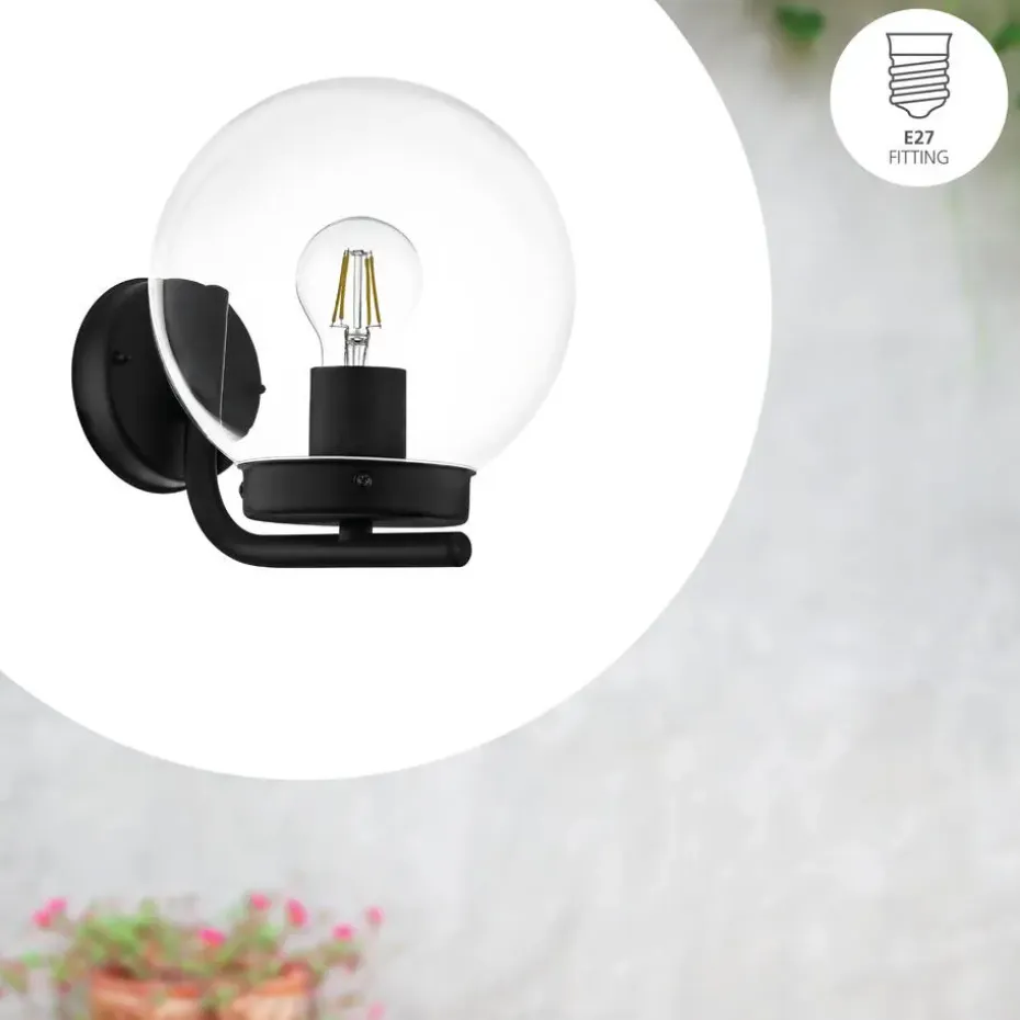 EGLO Taverna Wandlamp - E27 - 20 cm - Zwart