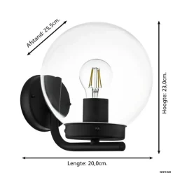 EGLO Taverna Wandlamp - E27 - 20 cm - Zwart