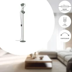 EGLO Tilston Vloerlamp - E14 - 142.5 cm - Groen - Kantelbaar