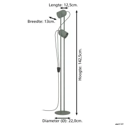 EGLO Tilston Vloerlamp - E14 - 142.5 cm - Groen - Kantelbaar