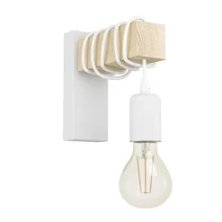 EGLO Townshend Wandlamp - E27 - 21,5 cm - Wit/Bruin