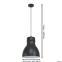 EGLOEburyHanglamp-E27-Ø38cm-Zwart/Wit