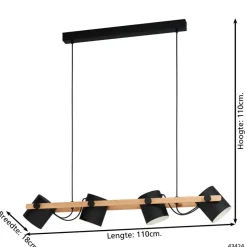 EGLOHornwoodHanglamp-E27-110cm-Zwart/Crème/Bruin