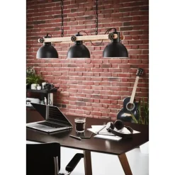 EGLOLubenhamHanglamp-E27-90cm-Zwart/Bruin
