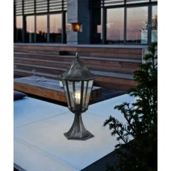 EGLONavedo-Buitenverlichting-Tuinpaaltje-1Lichts-Zwart,Zilver-Patina