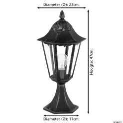 EGLONavedo-Buitenverlichting-Tuinpaaltje-1Lichts-Zwart,Zilver-Patina