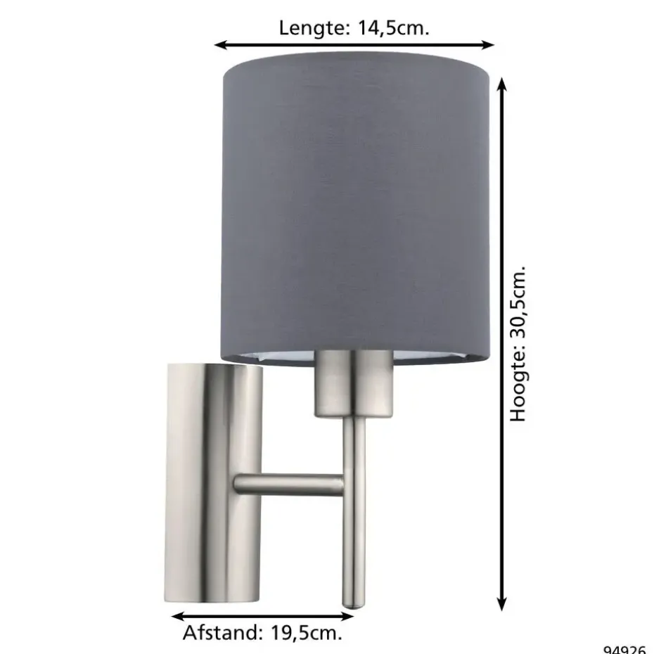EGLOPasteri-Wandlamp-1Lichts-Nikkel-Mat-Grijs