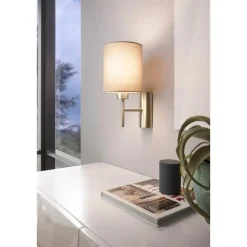 EGLOPasteri-Wandlamp-1Lichts-Nikkel-Mat-Taupe