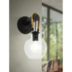 EGLORodingWandlamp-E27-35cm-Zwart/Bruin