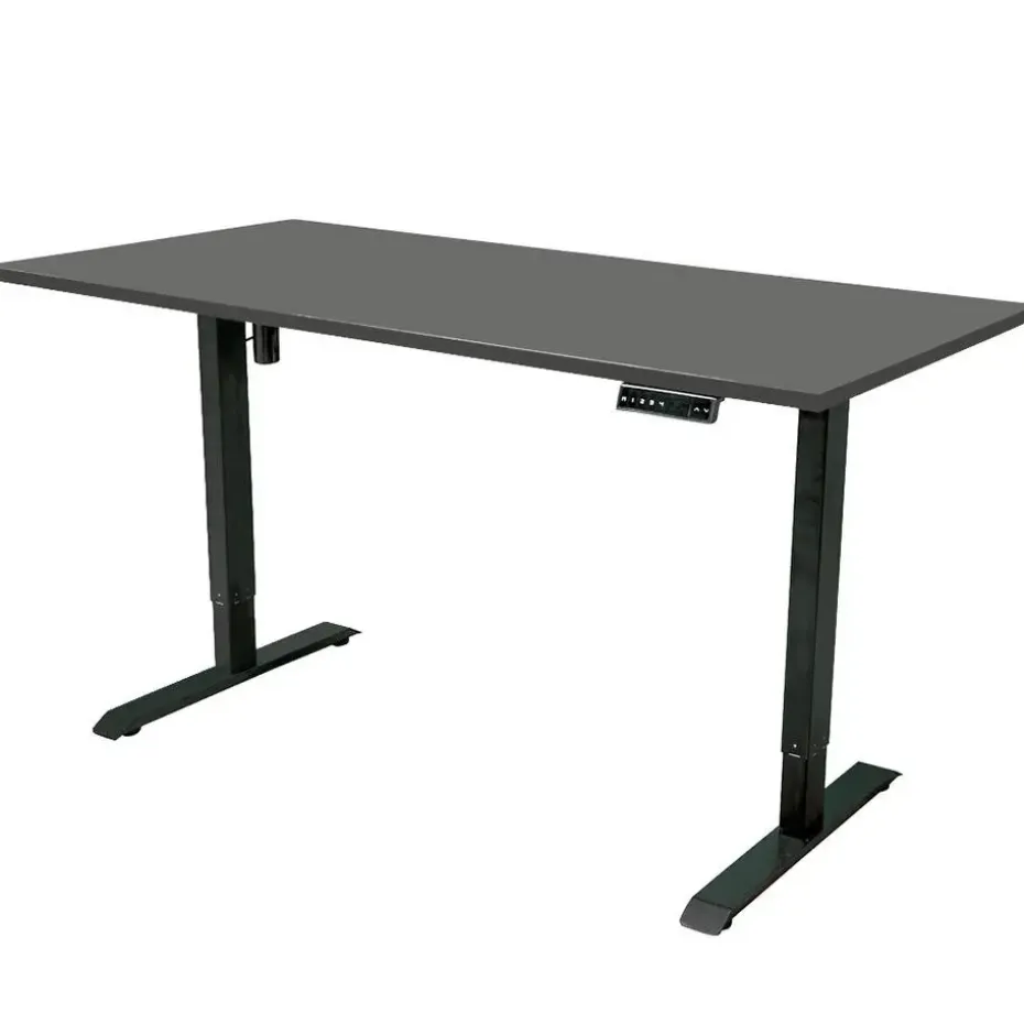 Elektrisch verstelbaar bureau - 180x80 cm - Single motor - Zwart / Antraciet