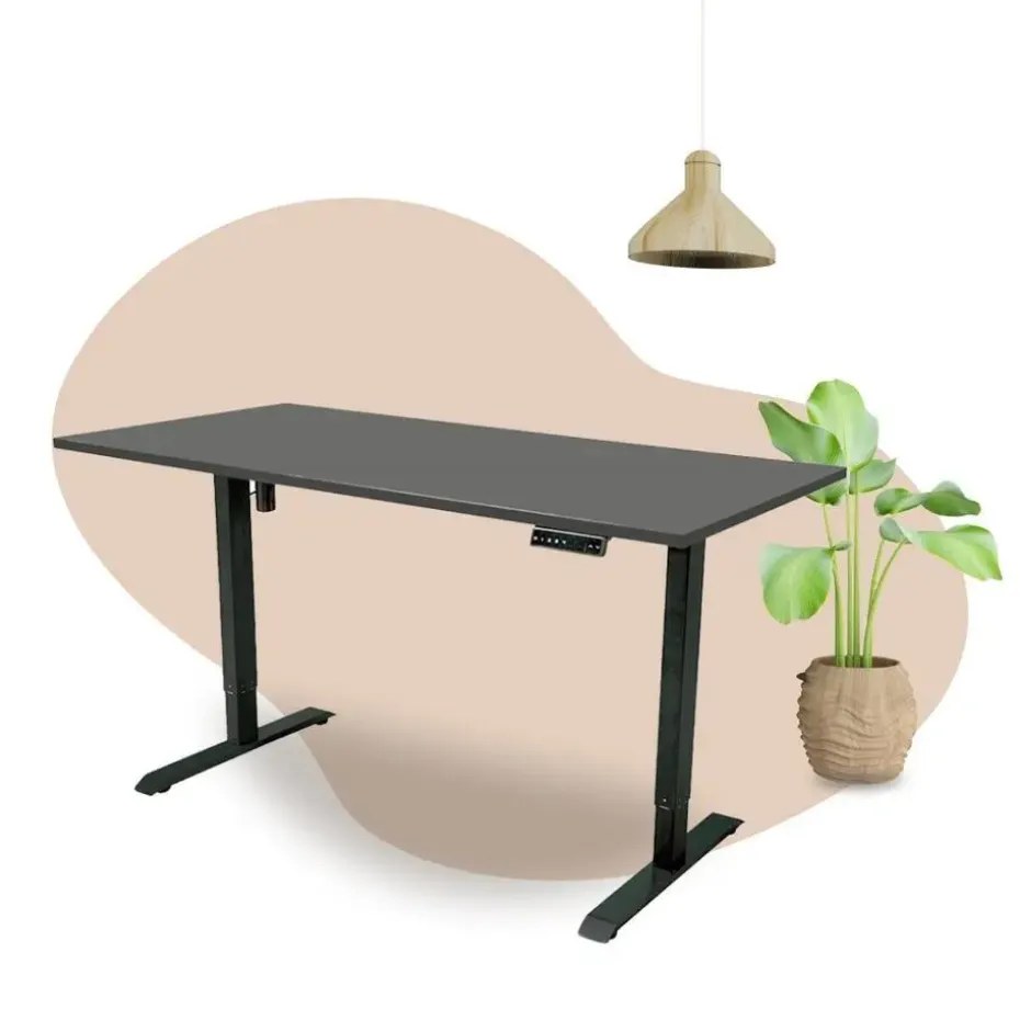 Elektrisch verstelbaar bureau - 180x80 cm - Single motor - Zwart / Antraciet