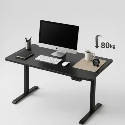 Elektrisch verstelbaar bureau - 180x80 cm - Single motor - Zwart / Antraciet