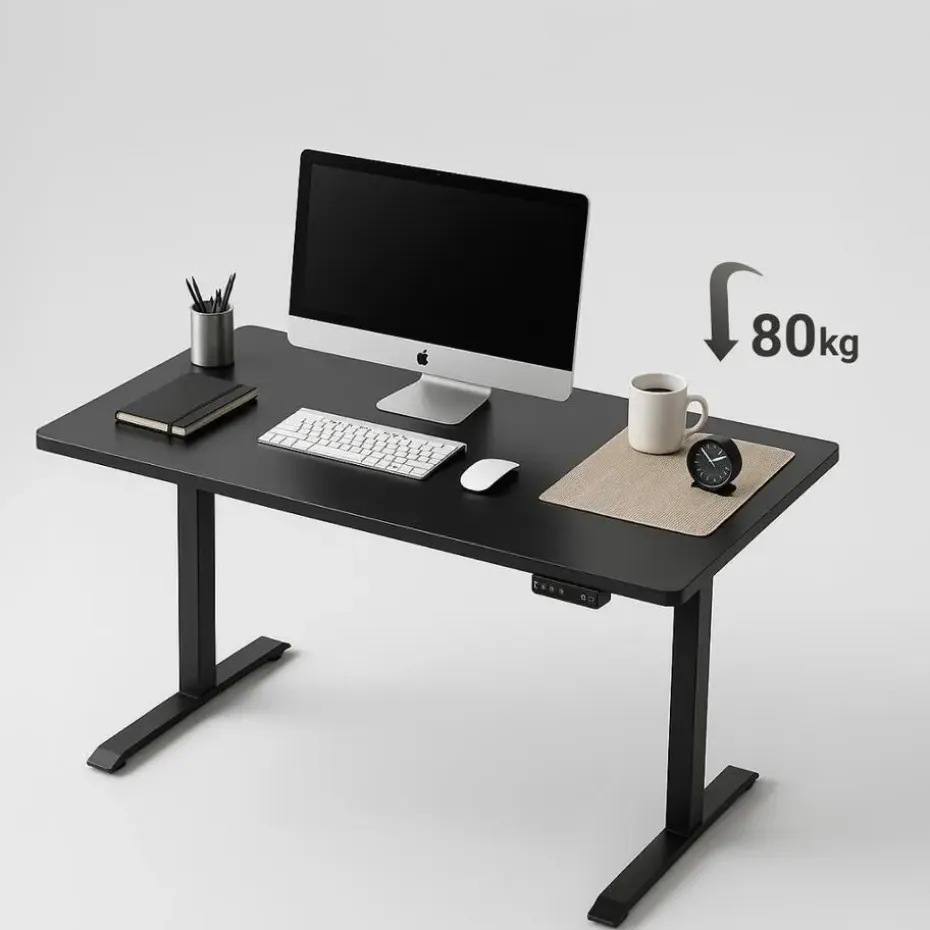 Elektrisch verstelbaar bureau - 180x80 cm - Single motor - Zwart / Antraciet