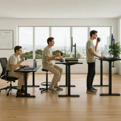 Elektrisch verstelbaar bureau - 180x80 cm - Single motor - Zwart / Antraciet