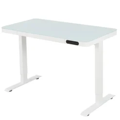 Elektrisch verstelbaar bureau / thuiswerkplek - 120x60 cm - Glas wit