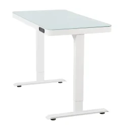 Elektrisch verstelbaar bureau / thuiswerkplek - 120x60 cm - Glas wit