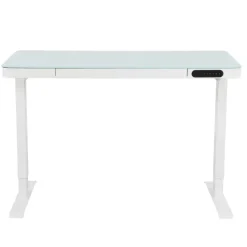 Elektrisch verstelbaar bureau / thuiswerkplek - 120x60 cm - Glas wit