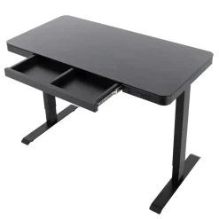 Elektrisch verstelbaar bureau / thuiswerkplek - 120x60 cm - Glas zwar