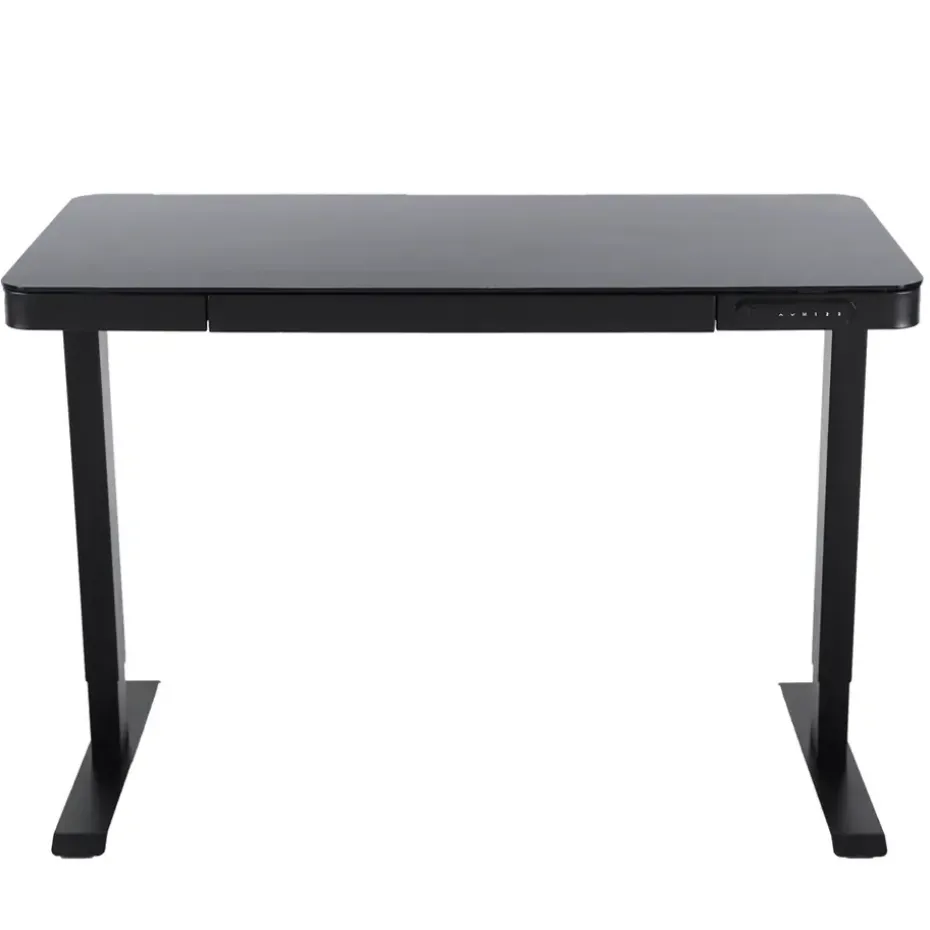 Elektrisch verstelbaar bureau / thuiswerkplek - 120x60 cm - Glas zwar