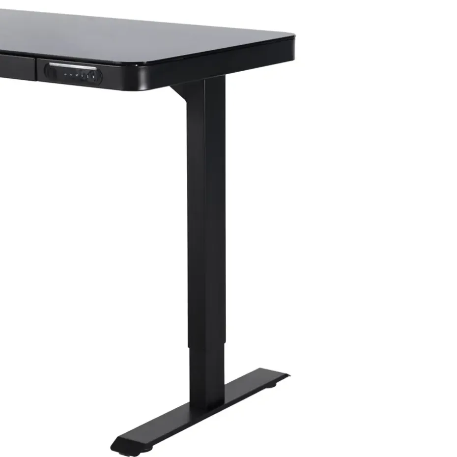Elektrisch verstelbaar bureau / thuiswerkplek - 120x60 cm - Glas zwar