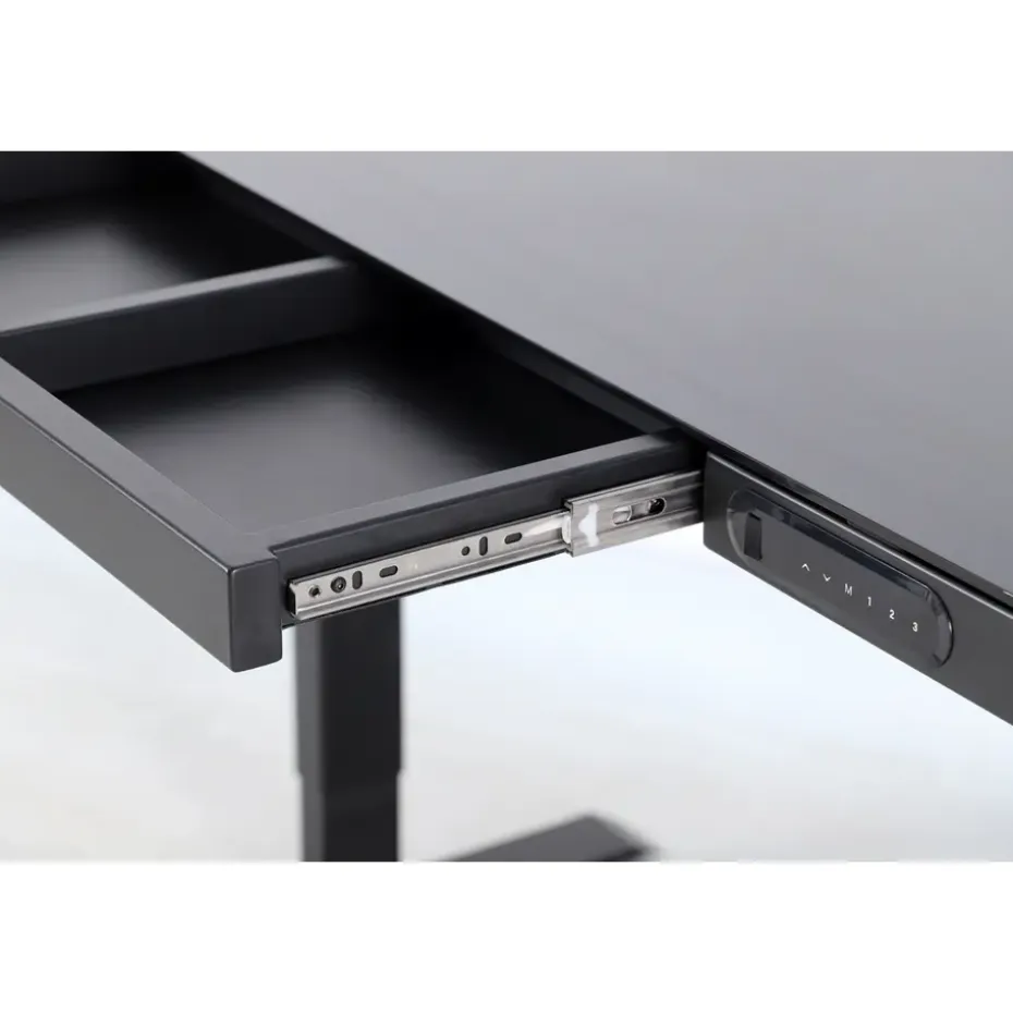 Elektrisch verstelbaar bureau / thuiswerkplek - 120x60 cm - Glas zwar