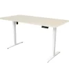Elektrisch verstelbaar bureau - 140x80 cm - Single motor - Wit / Licht eiken