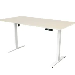 Elektrisch verstelbaar bureau - 140x80 cm - Single motor - Wit / Licht eiken