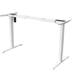Elektrisch verstelbaar bureau - 140x80 cm - Single motor - Wit / Licht eiken
