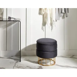 ELGIN - Poef - Zwart - 37 cm - Fluweel