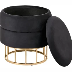 ELGIN - Poef - Zwart - 37 cm - Fluweel