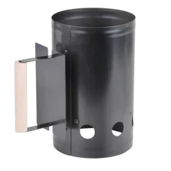 Elite BBQ briketten/houtskool starter - metaal - houten handvat - 27 cm