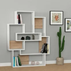 Emob Boekenplank Woody Fashion - 101 x 22 x 132 cm - Eiken-wit-design